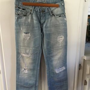 Robin stressed boyfriend jeans raw hem womens size 27 P8216